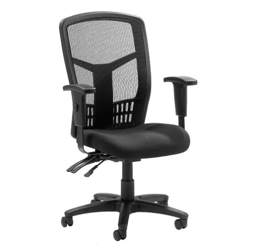 Lorell Ergomesh 86000 Chair, Black Mesh Back/Black Fabric Seat
