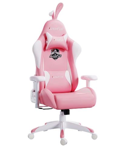 autofull pink and white gaming chair