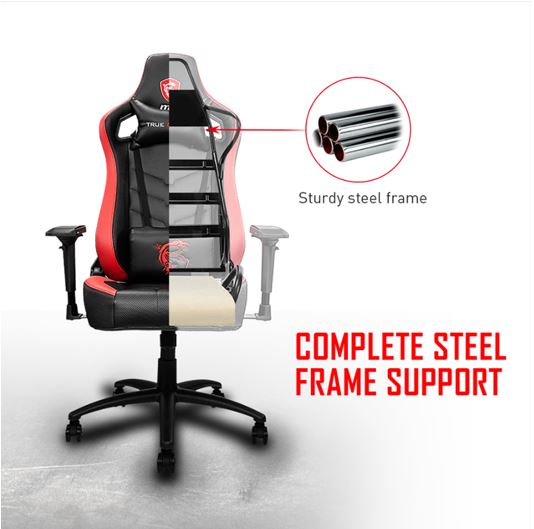 a steel frame support of a gaming chair