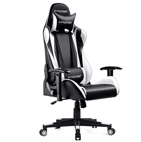 GTRACING Black and White Gaming Chair 