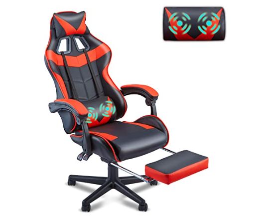 Soontrans Red Racing Gaming Chair with Footrest