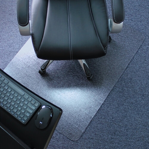 a chair mat allows for a comfortable sitting experience
