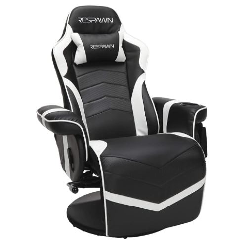 RESPAWN-900 Racing Style Black and White Gaming Recliner